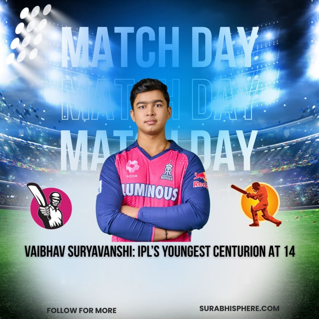 Vaibhav Suryavanshi celebrating his IPL century for Rajasthan Royals
